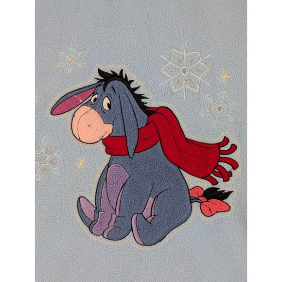 Disney Eeyore Fleece Sweatshirt Light Blue Embroidered Winter Logo Size M - Picture 3 of 8